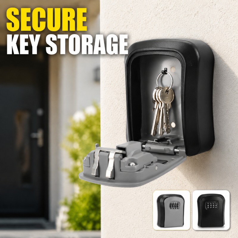 Lockbox Key Secure - Wandmontierter Schlüsselsafe mit 4-stelliger Zahlenkombination, wetterfester